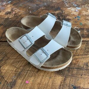 Birkenstock White Arizona Two-Strap Sandals